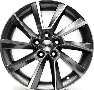 Авто диск Carwel Сатурн 5x100 R15 литой серебристый темный с полировкой et38 d57,1