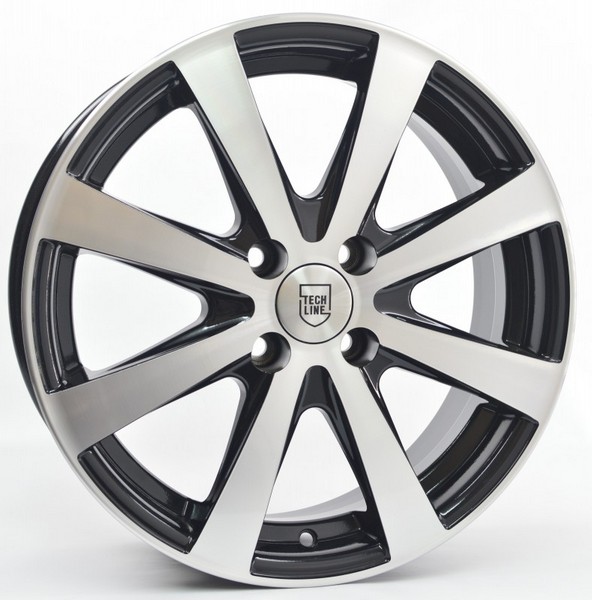 Авто диск Tech Line 634 4x100 R16 литой черный с полировкой et37 d60,1