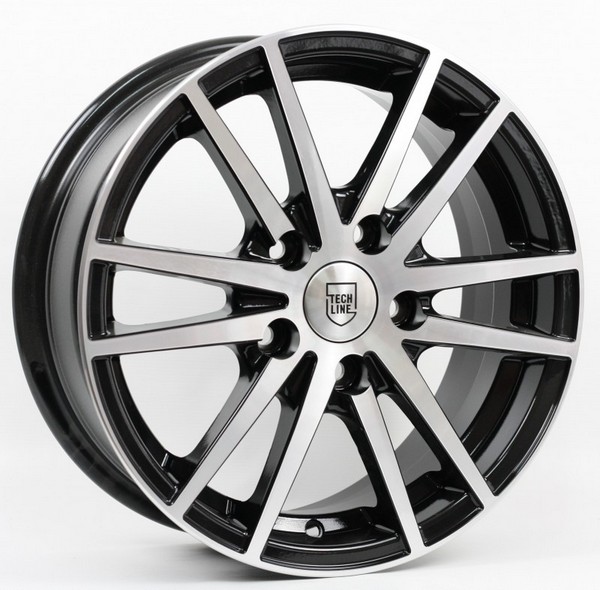 Авто диск Tech Line 535 4x100 R15 литой черный с полировкой et45 d67,1
