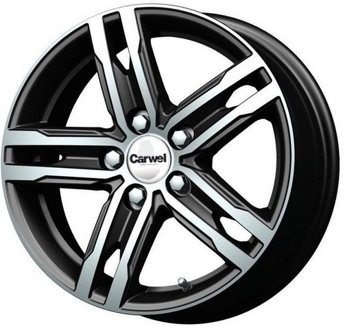 Авто диск Carwel Волга 5x100 R15 литой черный с полировкой et43 d57,1