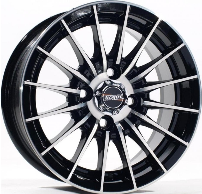 Авто диск Tech Line 302 4x98 R13 литой черный с полировкой et28 d58,6