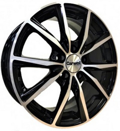 Авто диск Carwel Гамма 5x100 R15 литой черный с полировкой et38 d57,1
