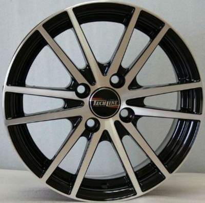 Авто диск Tech Line 435 4x98 R14 литой черный с полировкой et35 d58,6